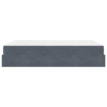 Sengestel Med Madras Med Opbevaring Mørkegrå 140 200 Cm Fløjl - Billede 8