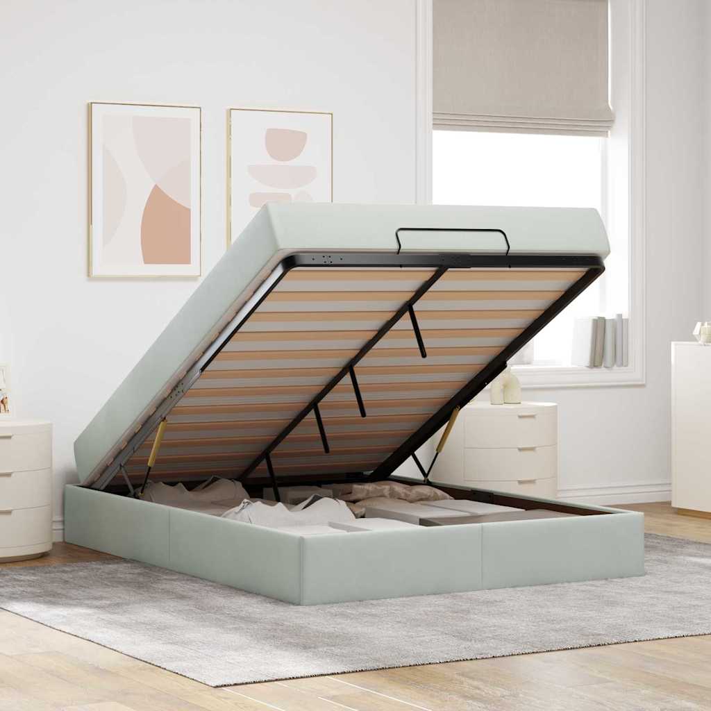 Sengestel Lysegrå 160 X 200 Cm Fløjl - Billede 5