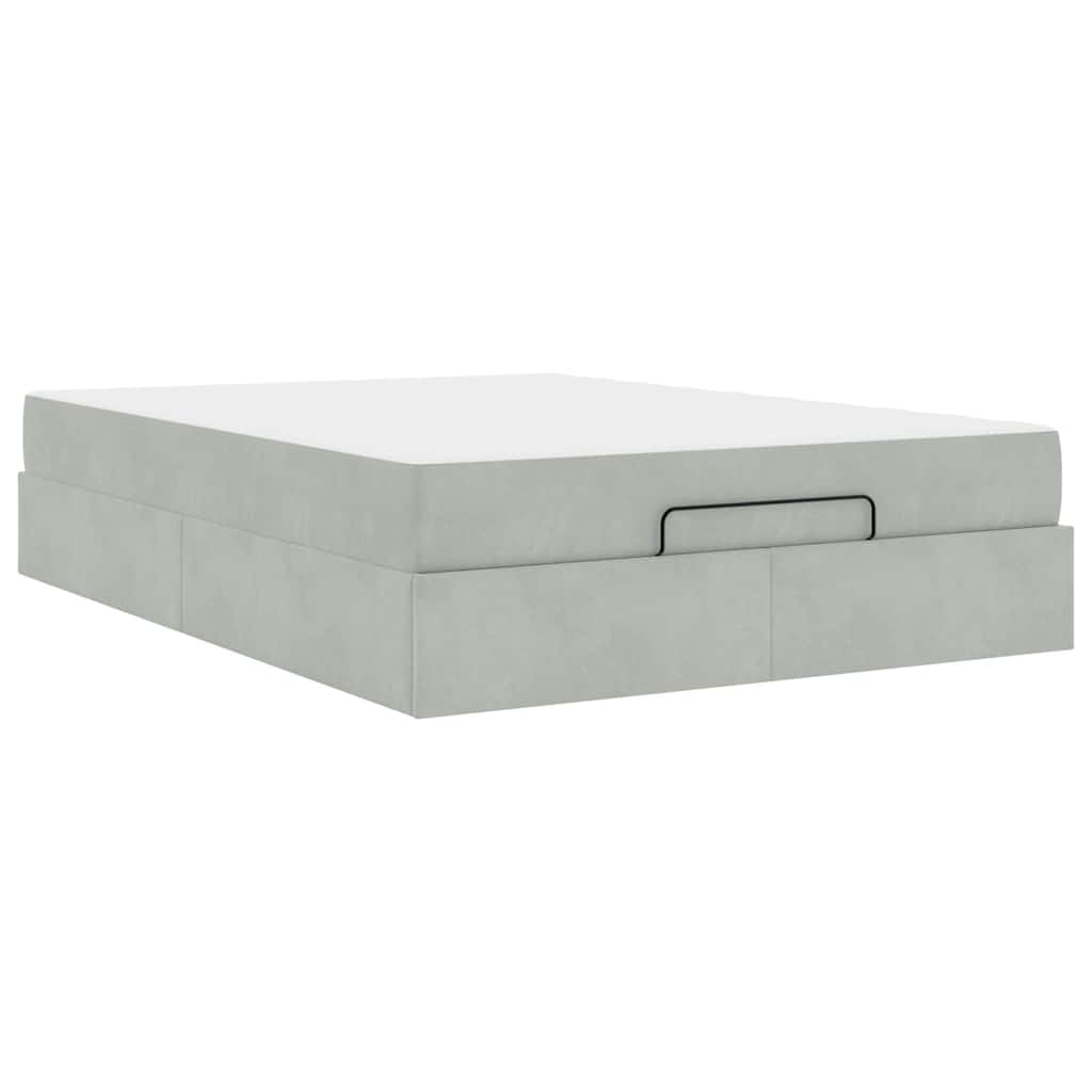 Sengestel Lysegrå 160 X 200 Cm Fløjl - Billede 2