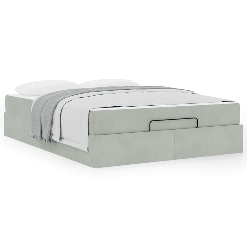 Sengestel Lysegrå 160 200 Cm Fløjl - Billede 4