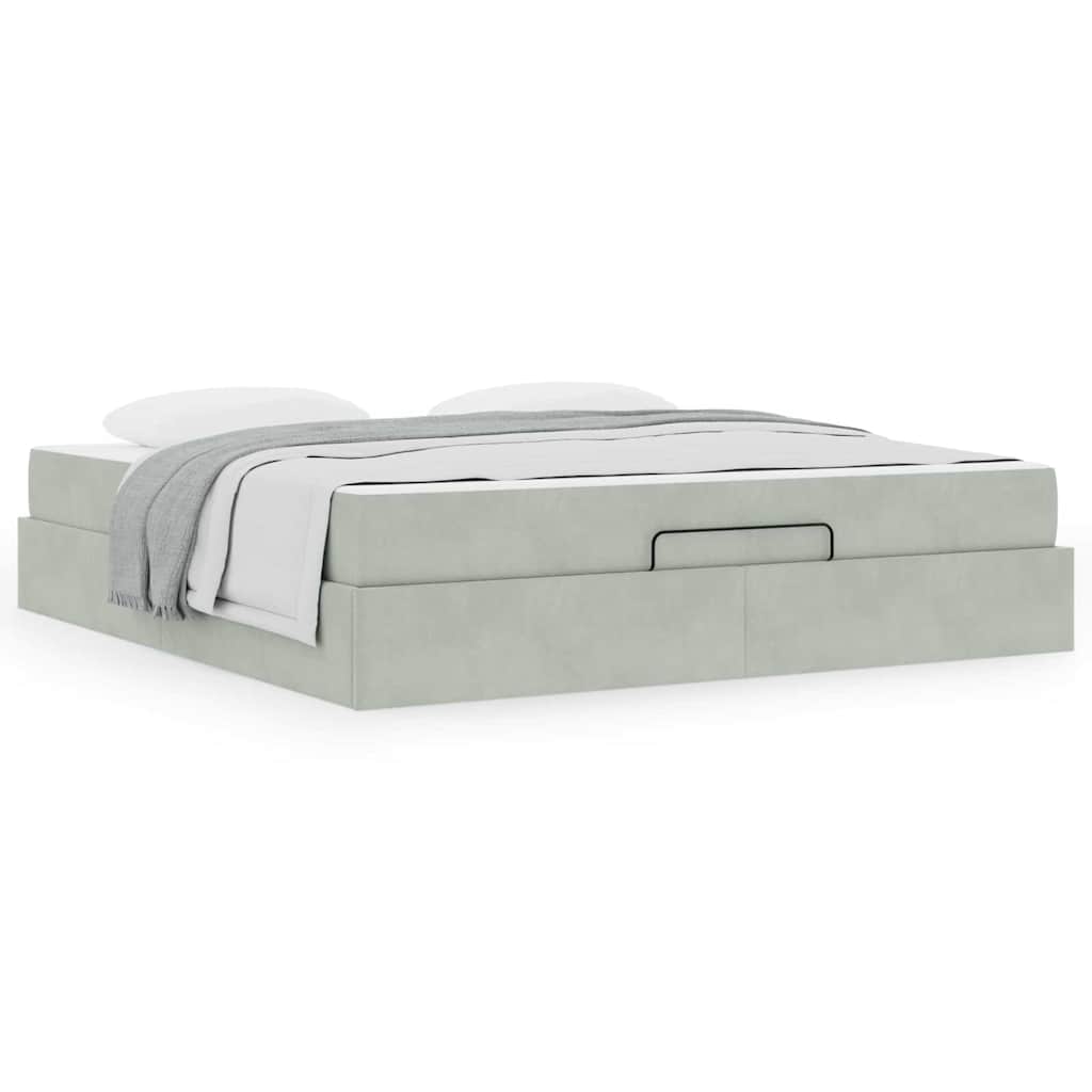 Sengestel Lysegrå 180 X 200 Cm Fløjl - Billede 4