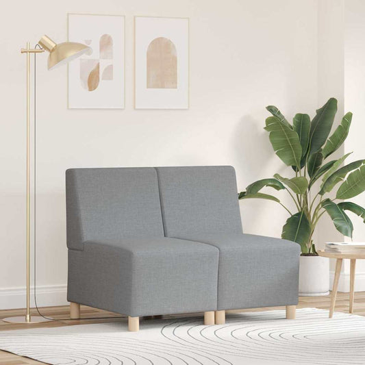 Modulsofa Enhed Uden Arme 2 Pcs Lysegrå 55 X 74 X 82 Cm Stof - Hovedbillede