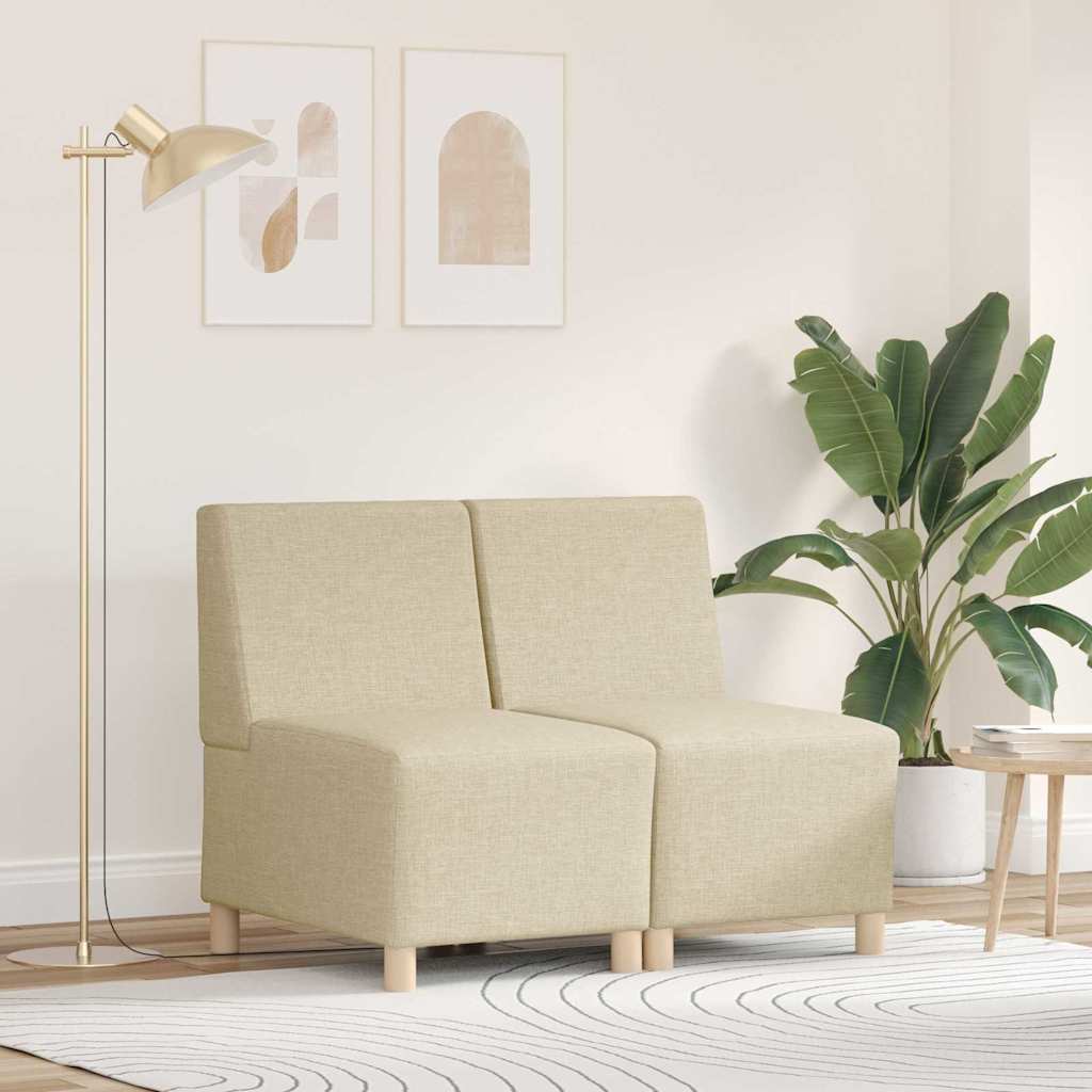 Modulsofa Enhed Uden Arme 2 Pcs Creme 55 X 74 X 82 Cm Stof - Hovedbillede