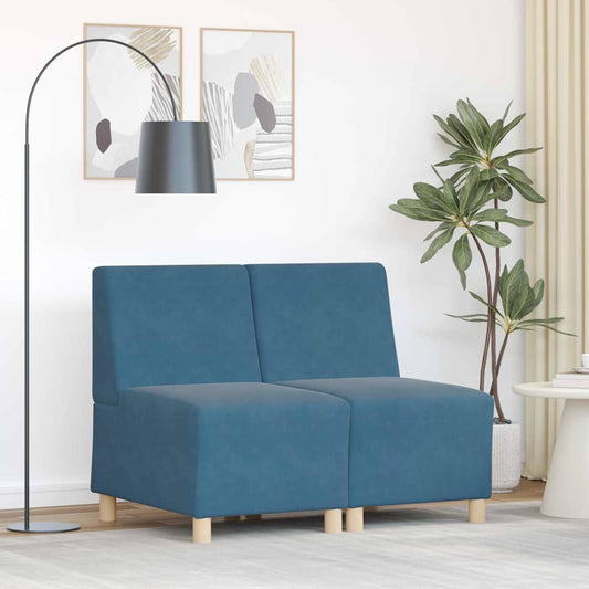 Modulsofa Enhed Uden Arme 2 Pcs Blå 55 X 74 X 82 Cm Fløjl - Hovedbillede