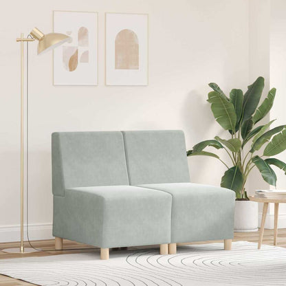 Modulsofa Enhed Uden Arme 2 Pcs Lysegrå 55 X 74 X 82 Cm Fløjl - Hovedbillede