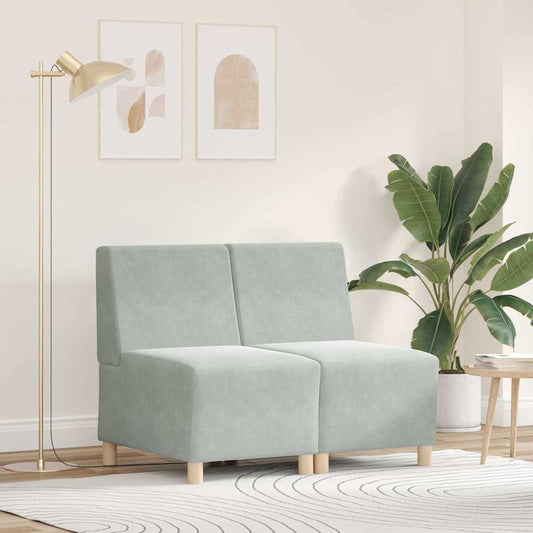 Modulsofa Enhed Uden Arme 2 Pcs Lysegrå 55 X 74 X 82 Cm Fløjl - Hovedbillede