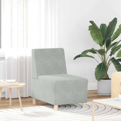 Modulsofa Enhed Uden Arme 2 Pcs Lysegrå 55 X 74 X 82 Cm Fløjl - Billede 3