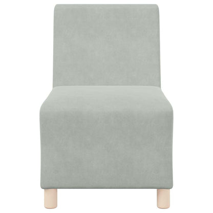 Modulsofa Enhed Uden Arme 2 Pcs Lysegrå 55 X 74 X 82 Cm Fløjl - Billede 5