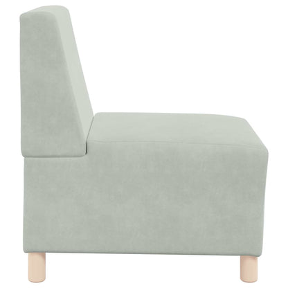 Modulsofa Enhed Uden Arme 2 Pcs Lysegrå 55 X 74 X 82 Cm Fløjl - Billede 6