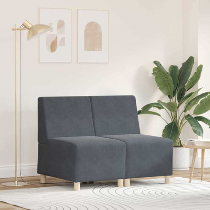 Modulsofa Enhed Uden Arme 2 Pcs Mørkegrå 55 X 74 X 82 Cm Fløjl - Hovedbillede