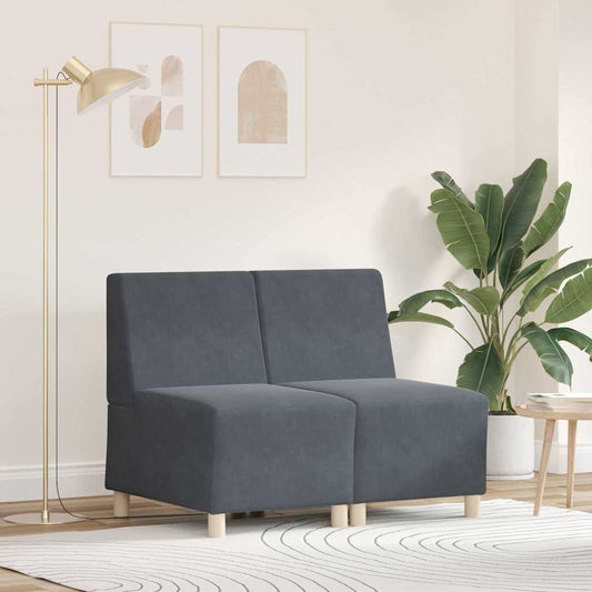Modulsofa Enhed Uden Arme 2 Pcs Mørkegrå 55 X 74 X 82 Cm Fløjl - Hovedbillede