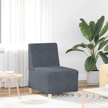 Modulsofa Enhed Uden Arme 2 Pcs Mørkegrå 55 X 74 X 82 Cm Fløjl - Billede 3