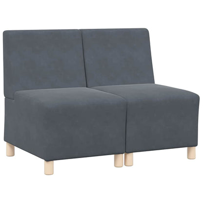 Modulsofa Enhed Uden Arme 2 Pcs Mørkegrå 55 X 74 X 82 Cm Fløjl - Billede 2