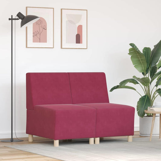 Modulsofa Enhed Uden Arme 2 Pcs Vinrød 55 X 74 X 82 Cm Fløjl - Hovedbillede