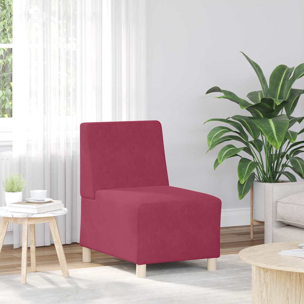 Modulsofa Enhed Uden Arme 2 Pcs Vinrød 55 X 74 X 82 Cm Fløjl - Billede 3