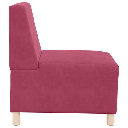 Modulsofa Enhed Uden Arme 2 Pcs Vinrød 55 X 74 X 82 Cm Fløjl - Billede 6