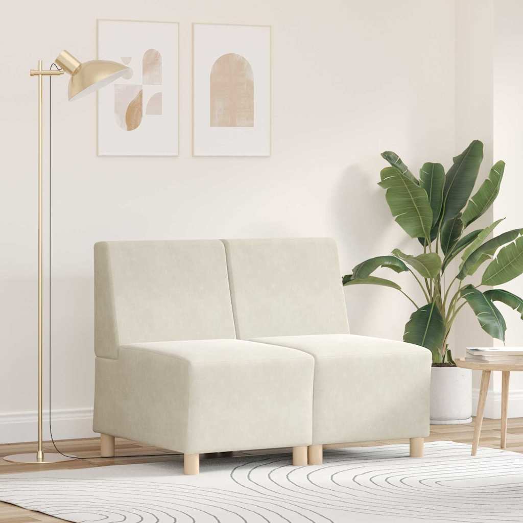 Modulsofa Enhed Uden Arme 2 Pcs Creme 55 X 74 X 82 Cm Fløjl - Hovedbillede