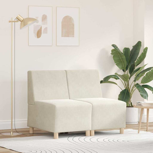 Modulsofa Enhed Uden Arme 2 Pcs Creme 55 X 74 X 82 Cm Fløjl - Hovedbillede