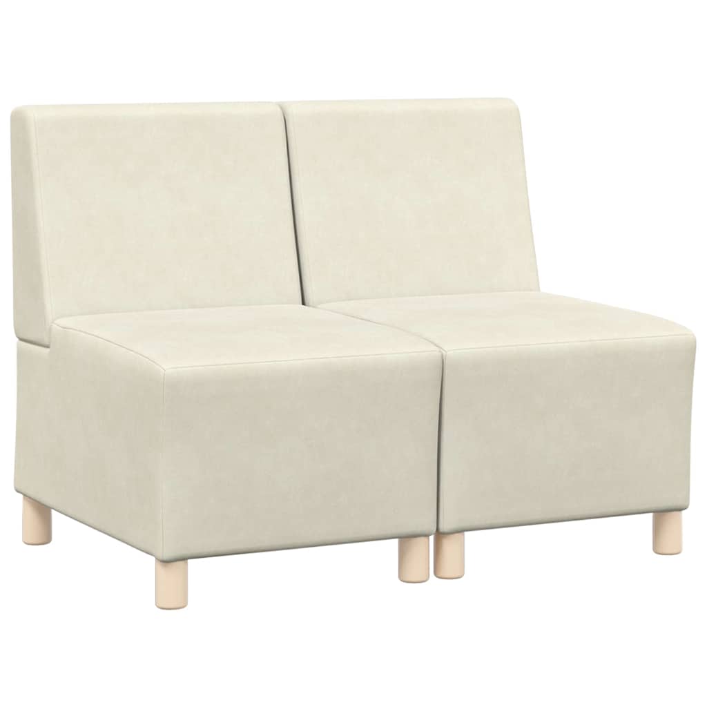 Modulsofa Enhed Uden Arme 2 Pcs Creme 55 X 74 X 82 Cm Fløjl - Billede 2