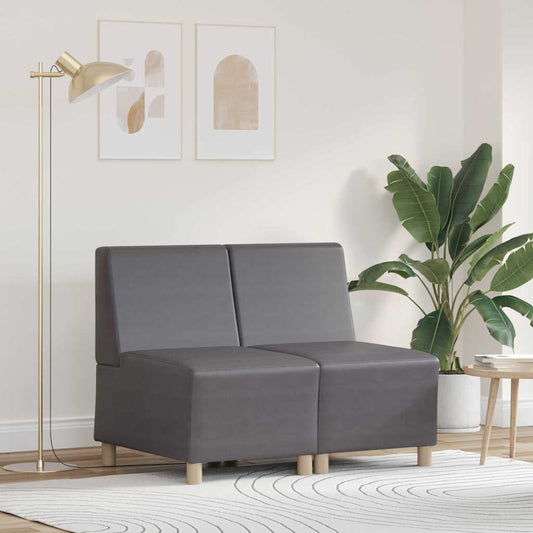 Modulsofa Enhed Uden Arme 2 Pcs Grå 55 X 74 X 82 Cm Faux Læder - Hovedbillede