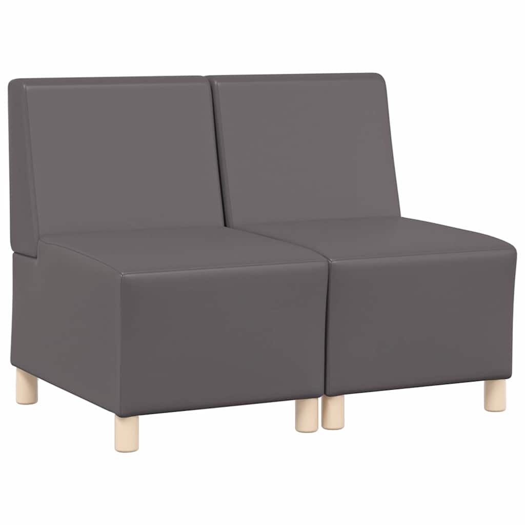 Modulsofa Enhed Uden Arme 2 Pcs Grå 55 X 74 X 82 Cm Faux Læder - Billede 2