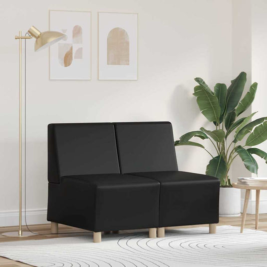 Modulsofa Enhed Uden Arme 2 Pcs Sort 55 X 74 X 82 Cm Faux Læder - Hovedbillede