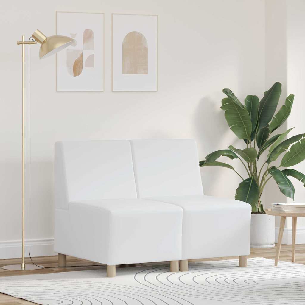 Modulsofa Enhed Uden Arme 2 Pcs Hvid 55 X 74 X 82 Cm Faux Læder - Hovedbillede