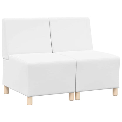Modulsofa Enhed Uden Arme 2 Pcs Hvid 55 X 74 X 82 Cm Faux Læder - Billede 2