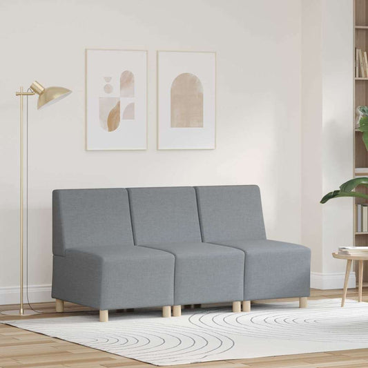 Modulsofa Enhed Uden Arme 3 Pcs Lysegrå 55 X 74 X 82 Cm Stof - Hovedbillede