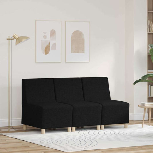 Modulsofa Enhed Uden Arme 3 Pcs Sort 55 X 74 X 82 Cm Stof - Hovedbillede