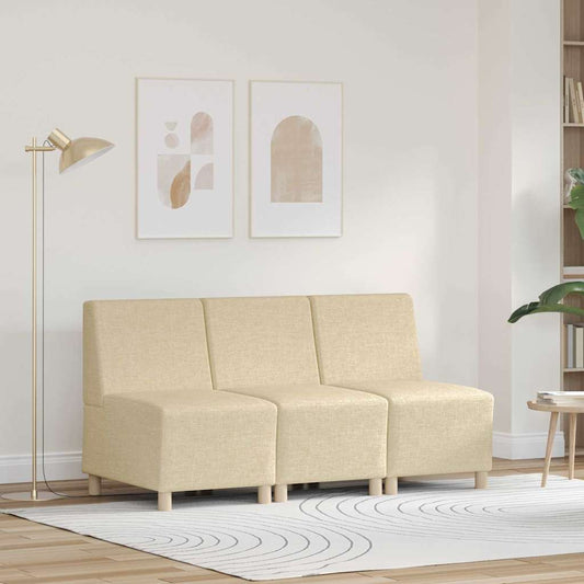 Modulsofa Enhed Uden Arme 3 Pcs Creme 55 X 74 X 82 Cm Stof - Hovedbillede