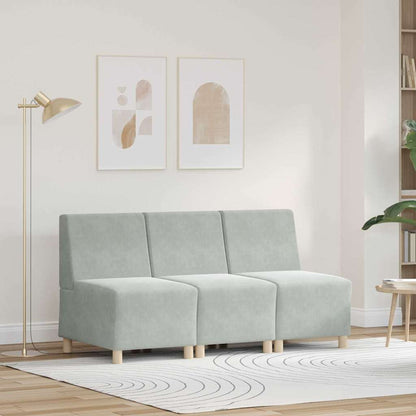 Modulsofa Enhed Uden Arme 3 Pcs Lysegrå 55 X 74 X 82 Cm Fløjl - Hovedbillede