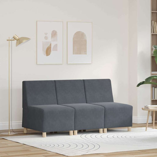 Modulsofa Enhed Uden Arme 3 Pcs Mørkegrå 55 X 74 X 82 Cm Fløjl - Hovedbillede