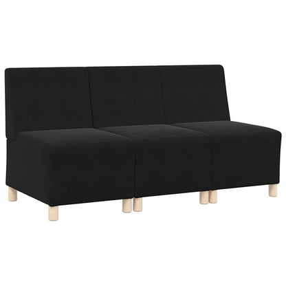 Modulsofa Enhed Uden Arme 3 Pcs Sort 55 X 74 X 82 Cm Fløjl - Billede 2