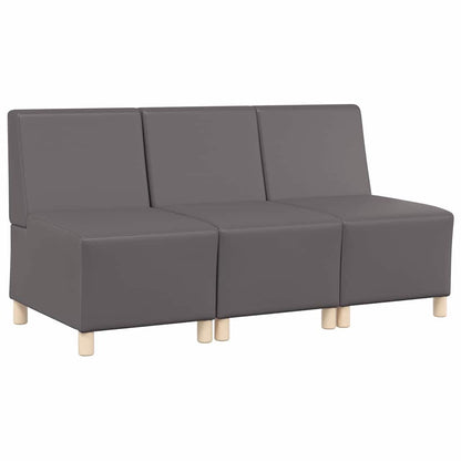 Modulsofa Enhed Uden Arme 3 Pcs Grå 55 X 74 X 82 Cm Faux Læder - Billede 2