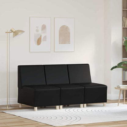 Modulsofa Enhed Uden Arme 3 Pcs Sort 55 X 74 X 82 Cm Faux Læder - Hovedbillede