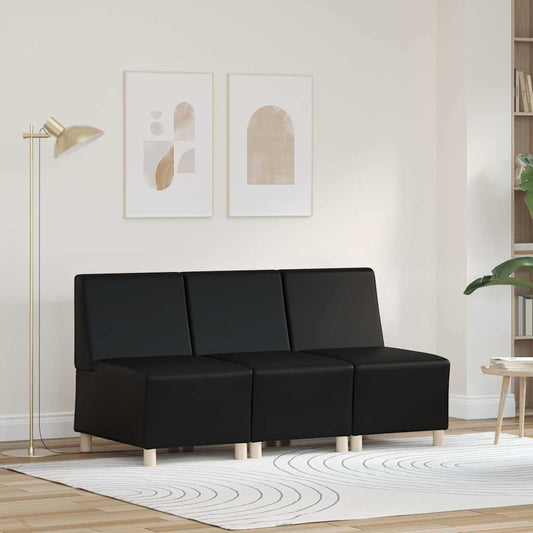 Modulsofa Enhed Uden Arme 3 Pcs Sort 55 X 74 X 82 Cm Faux Læder - Hovedbillede