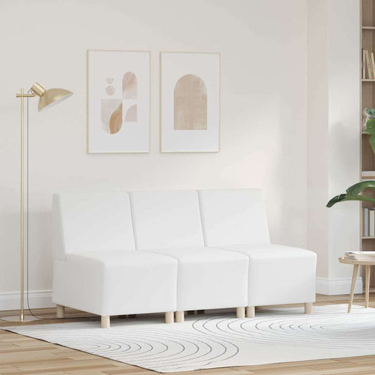 Modulsofa Enhed Uden Arme 3 Pcs Hvid 55 X 74 X 82 Cm Faux Læder - Hovedbillede
