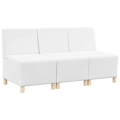 Modulsofa Enhed Uden Arme 3 Pcs Hvid 55 X 74 X 82 Cm Faux Læder - Billede 2