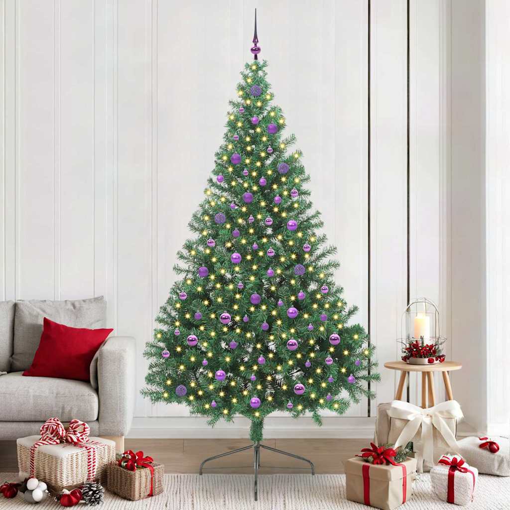 Kunstig Forbelyst Juletræ Med 300 Led'er 240 Cm Pvc - Hovedbillede