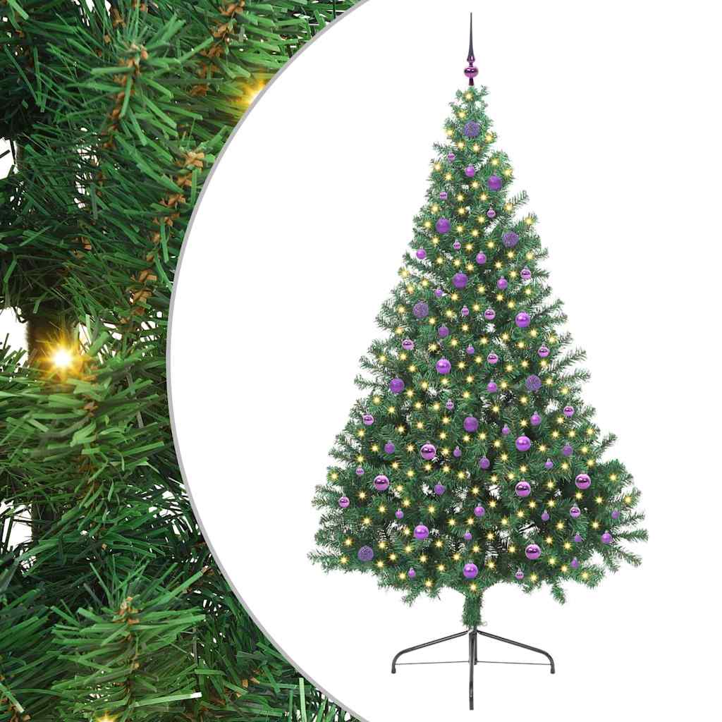 Kunstig Forbelyst Juletræ Med 300 Led'er 240 Cm Pvc - Billede 2