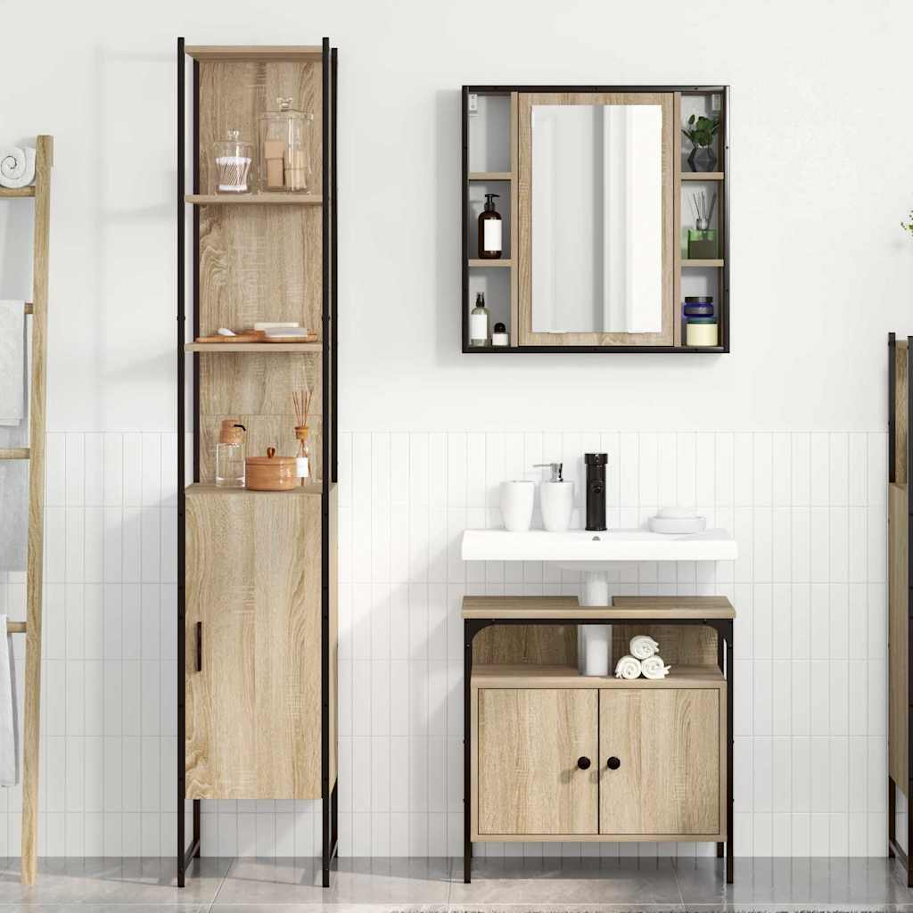 Badeværelsesskabsæt Andet 3 Pcs Sonoma-eg 33 X 33 X 185.5 Cm - Billede 4