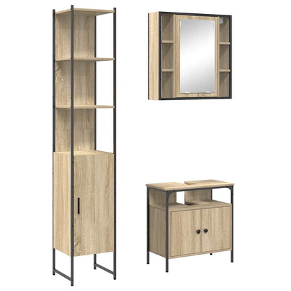 Badeværelsesskabsæt Andet 3 Pcs Sonoma-eg 33 X 33 X 185.5 Cm - Billede 2