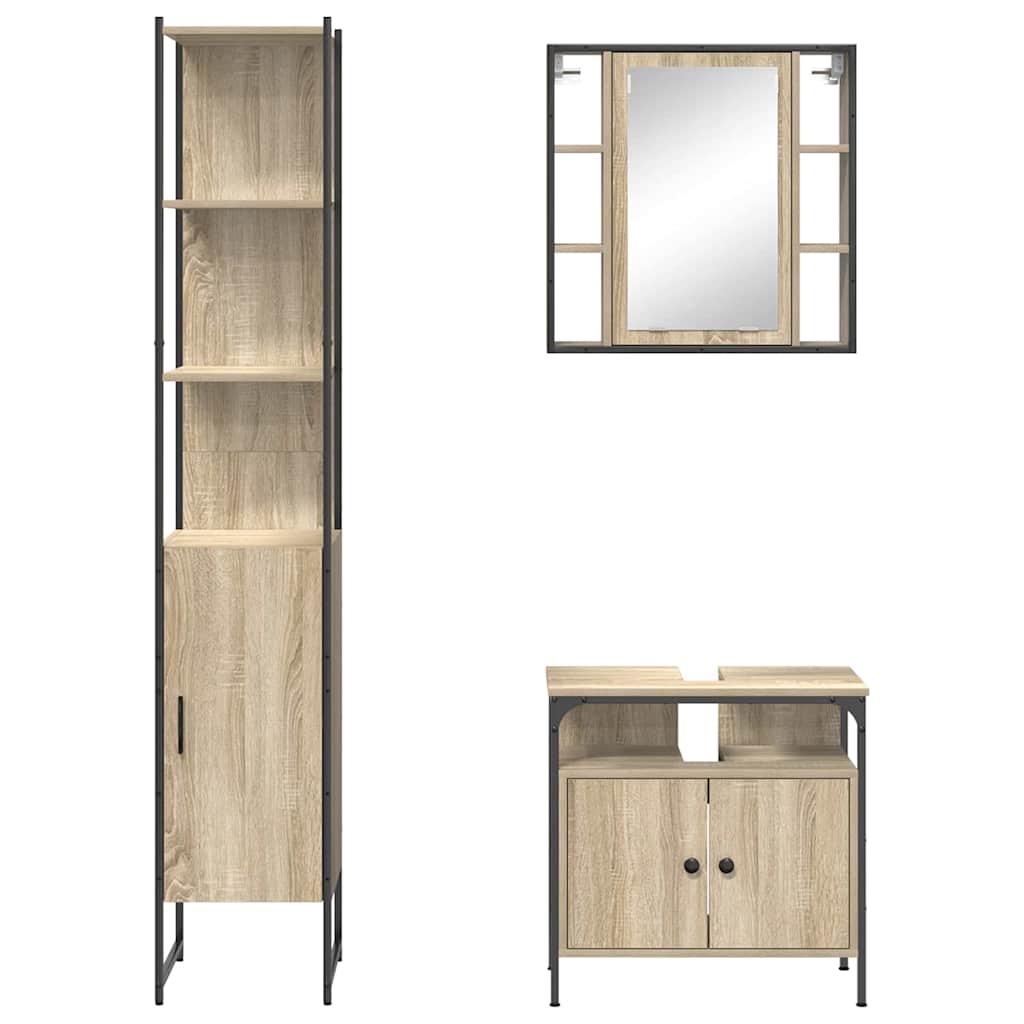Badeværelsesskabsæt Andet 3 Pcs Sonoma-eg 33 X 33 X 185.5 Cm - Billede 8
