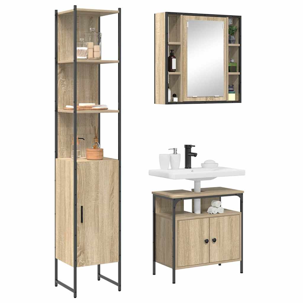 Badeværelsesskabsæt Andet 3 Pcs Sonoma-eg 33 X 33 X 185.5 Cm - Billede 3