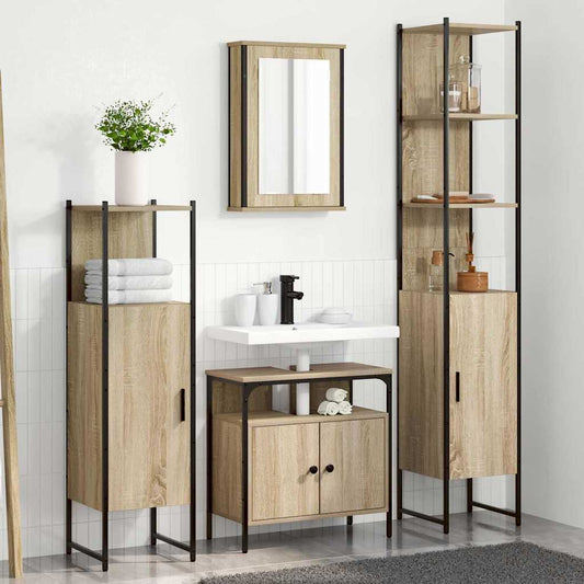 Badeværelsesmøbel Sæt 4 Pcs Sonoma-eg 33 X 33 X 185.5 Cm - Hovedbillede
