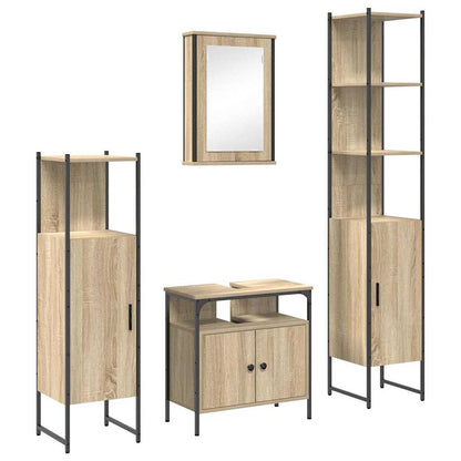 Badeværelsesmøbel Sæt 4 Pcs Sonoma-eg 33 X 33 X 185.5 Cm - Billede 2