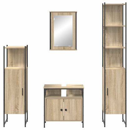 Badeværelsesmøbel Sæt 4 Pcs Sonoma-eg 33 X 33 X 185.5 Cm - Billede 9