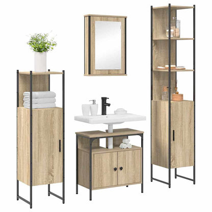 Badeværelsesmøbel Sæt 4 Pcs Sonoma-eg 33 X 33 X 185.5 Cm - Billede 3