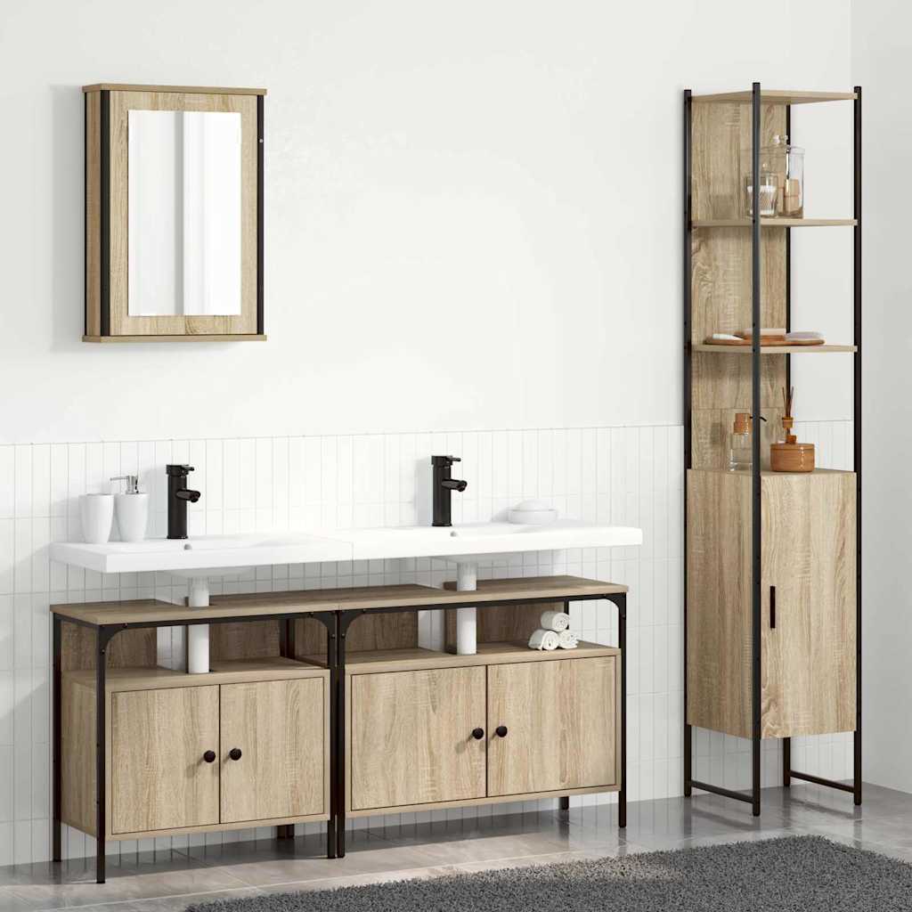 Badeværelsesmøbel Sæt 4 Pcs Sonoma-eg 33 X 33 X 185.5 Cm - Hovedbillede